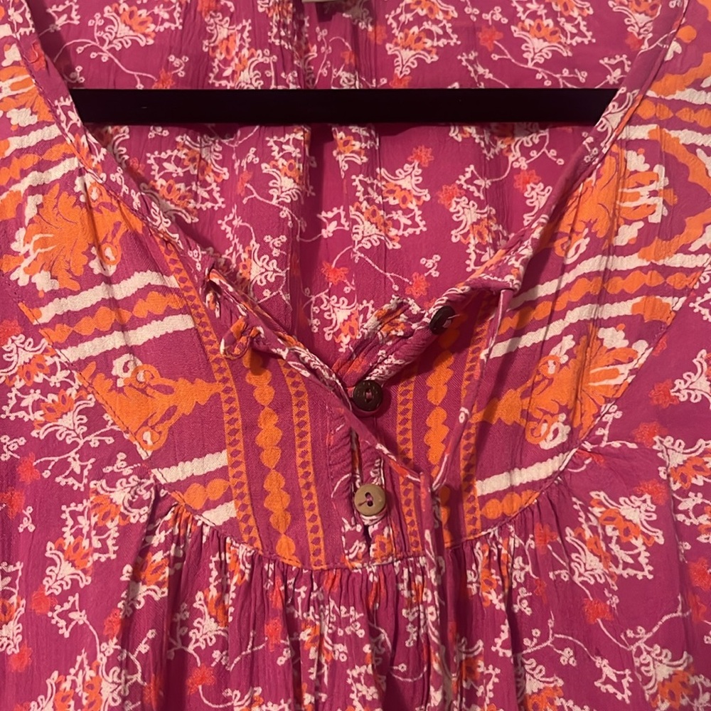 CHARLIE PAIGE Floral Gauzy Tie Top: Sz M - Picture 3 of 5